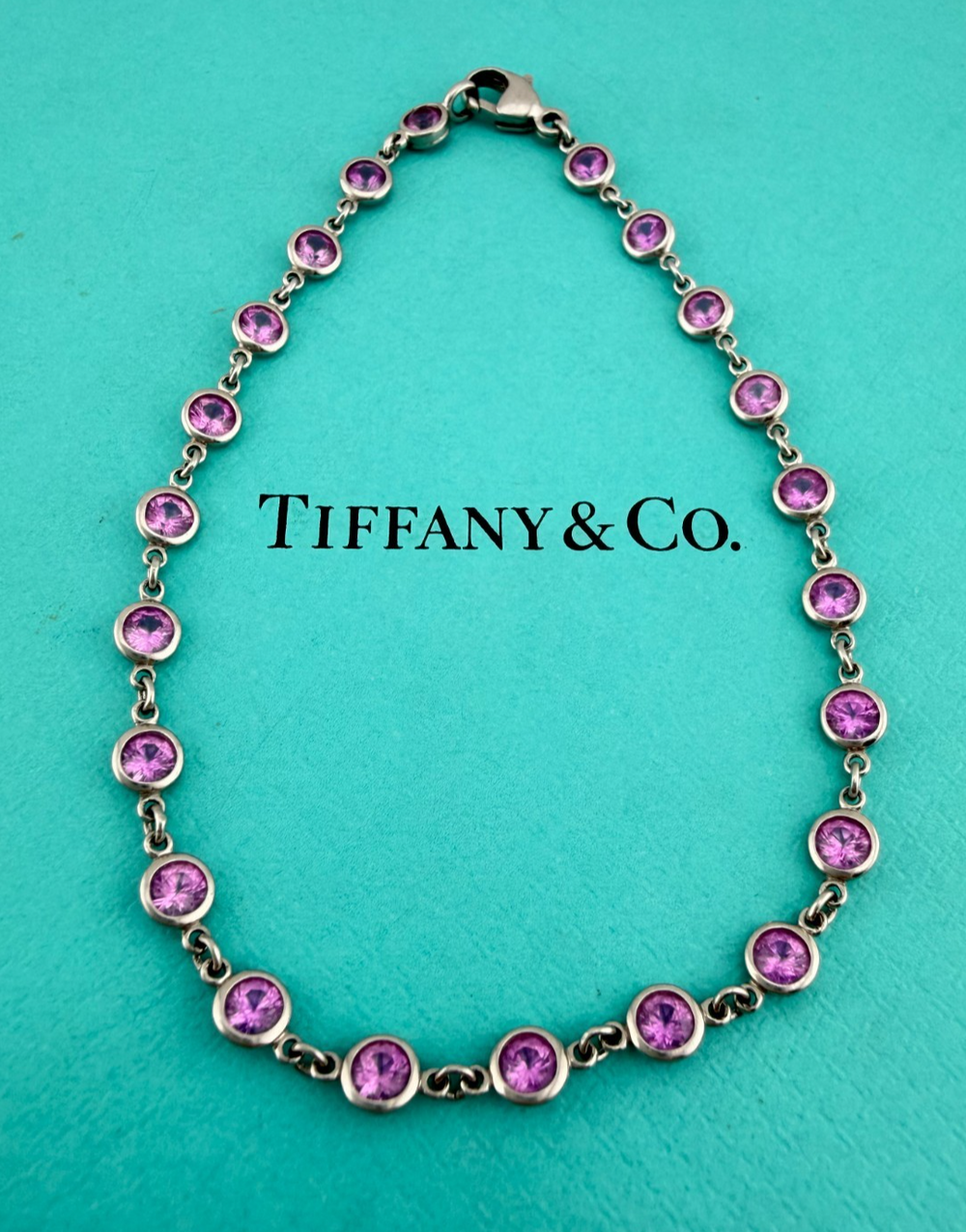 Tiffany & Co. Elsa Peretti Color by the Yard Pink Sapphire Platinum Bracelet