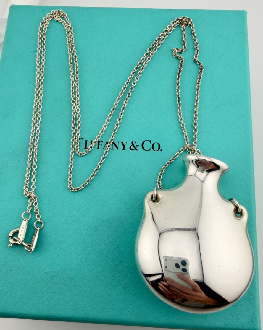 Tiffany & Co. Elsa Peretti Bottle Necklace Sterling Silver 28in 25.6g Medium