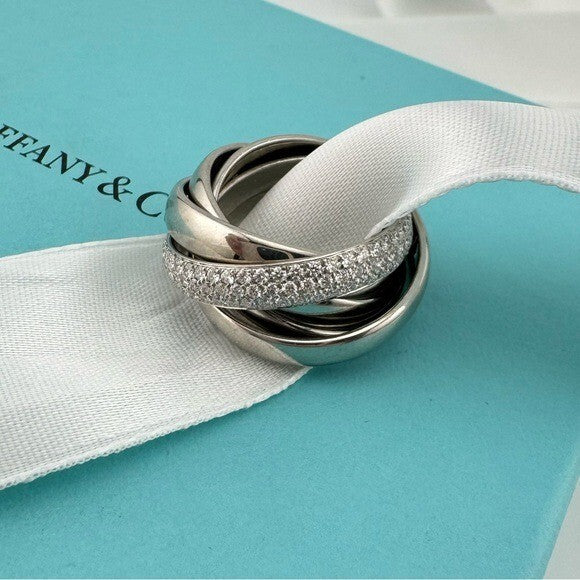 Tiffany & Co. Paloma's Melody Five-Band Diamond Ring 18k White Gold 22g Size 6