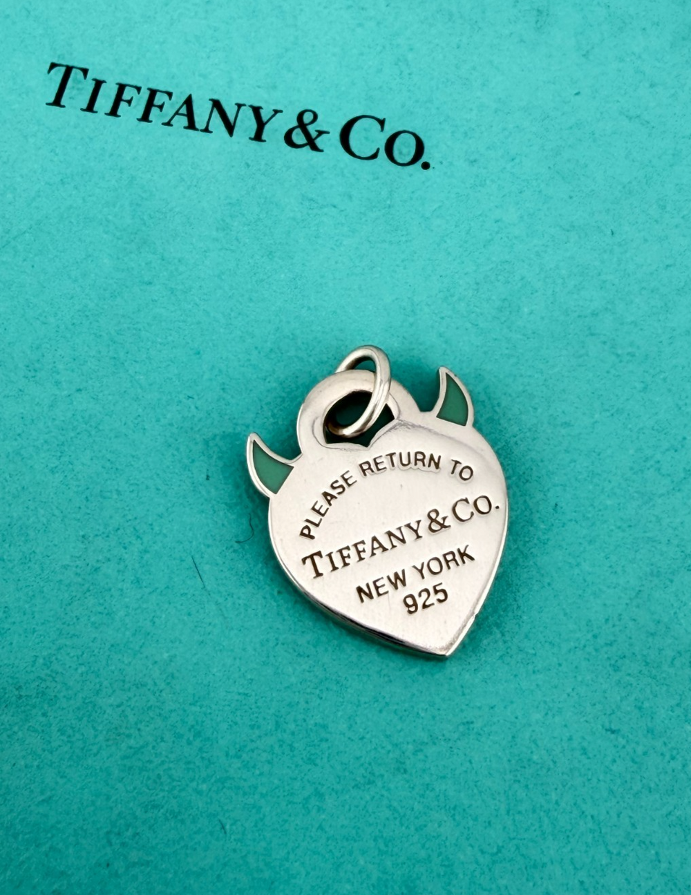 RARE Tiffany & Co. Return to Tiffany Blue Enamel Devil Charm Sterling Retired