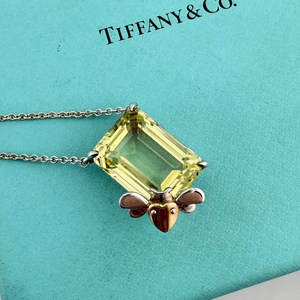Tiffany & Co. Lemon Quartz Love Bug Sparkler Necklace Sterling Silver 18-20