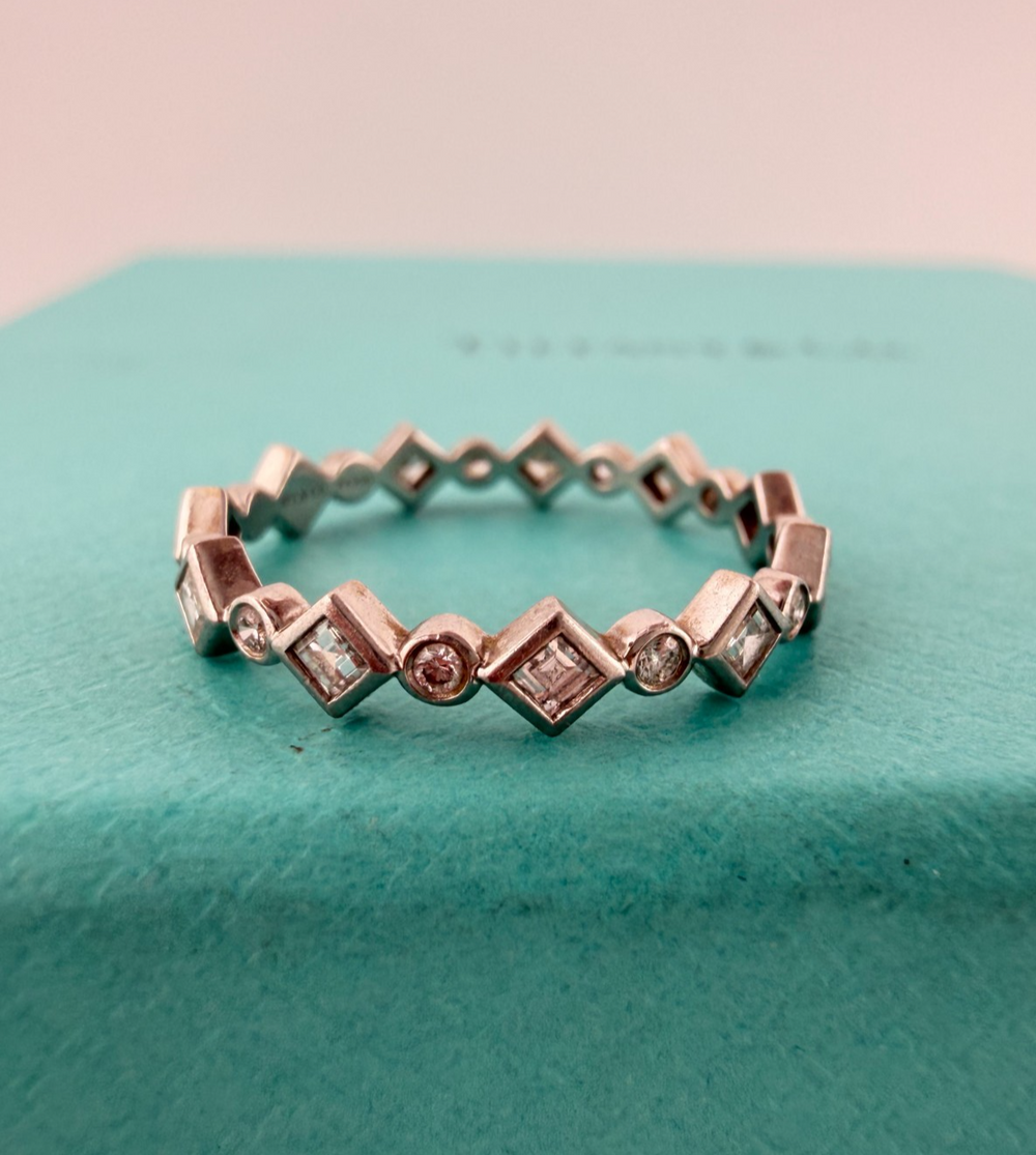 RARE Tiffany & Co. Jazz Diamond Eternity Band Platinum Ring Size 6.25 Retired